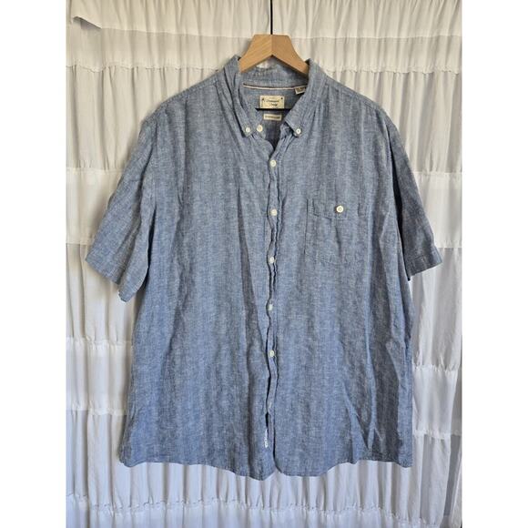 Weatherproof Vintage Mens 2XL XXL Linen Blend Shirt Blue Beachy Vacation Resort - Picture 1 of 8